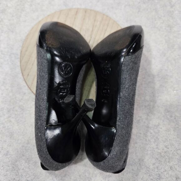 🐢 Michael Kors Presseley Cap Toe Flannel Stiletto Heel Pump Size 6.5 - Picture 12 of 13